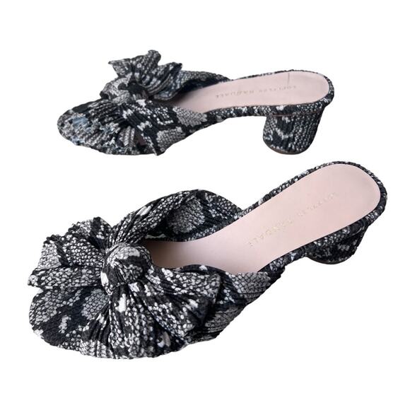 Loeffler Randal Emilia Penny Pleated Knot Sandals Womens 6.5 python snake - Picture 3 of 6
